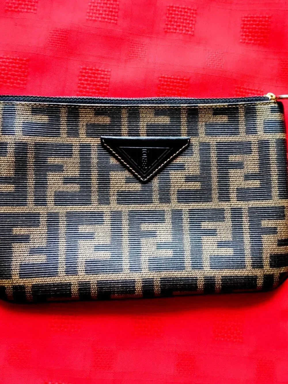 FENDI Authentic Zucca Monogram Canvas Clutch Pouch Cosmetic bag Made in Italy